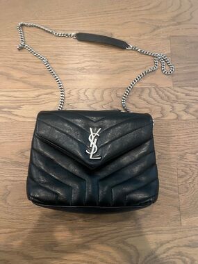Saint Laurent Black Quilted Leather Crossbody with Silver YSL Hardware